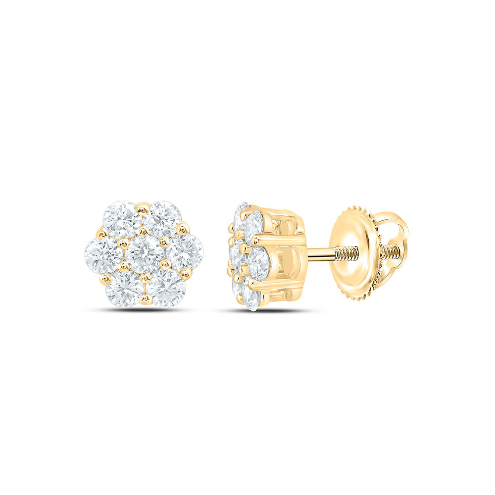 10K Yellow Or White Gold 1/2 Cttw Lab Grown Diamond Fashion Flower Earring