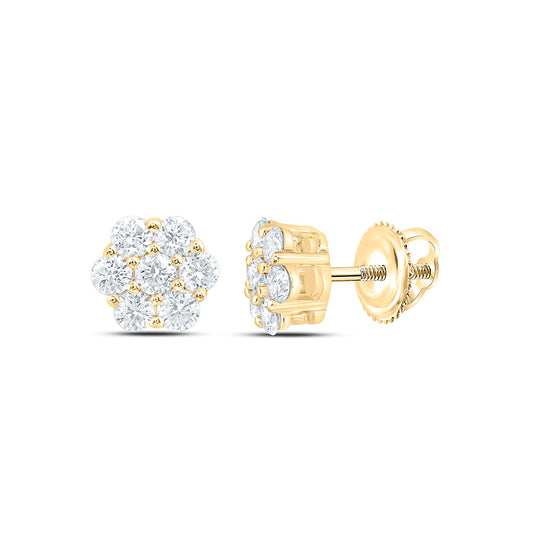 10K Yellow Or White Gold 1/2 Cttw Lab Grown Diamond Fashion Flower Earring