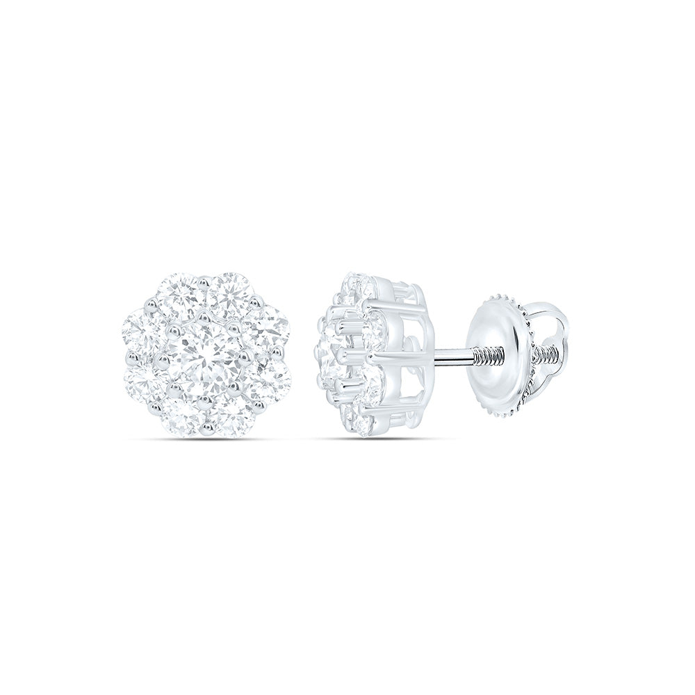 10K Yellow Or White Gold 1 Cttw Lab Grown Diamond Fashion Flower Earring