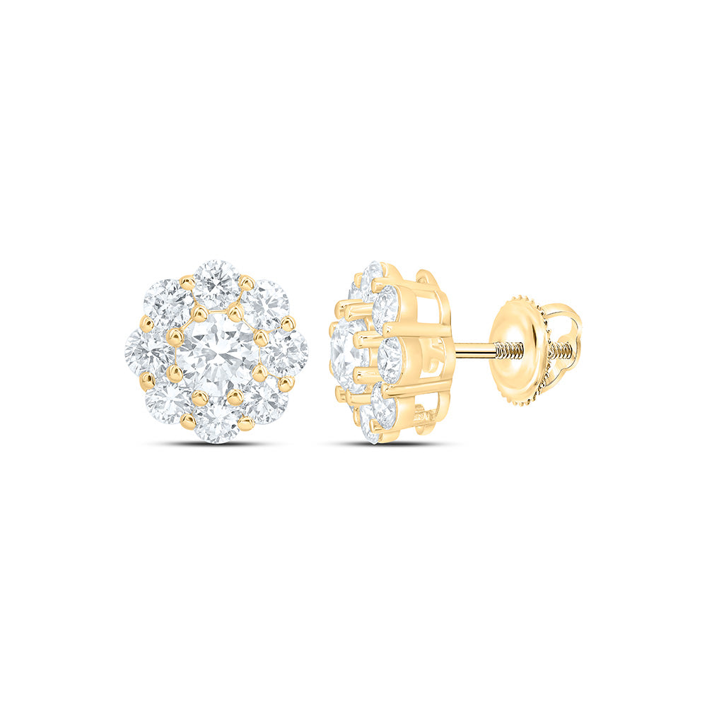 10K Yellow Or White Gold 1 5/8 Cttw Lab Grown Diamond Fashion Flower Earring
