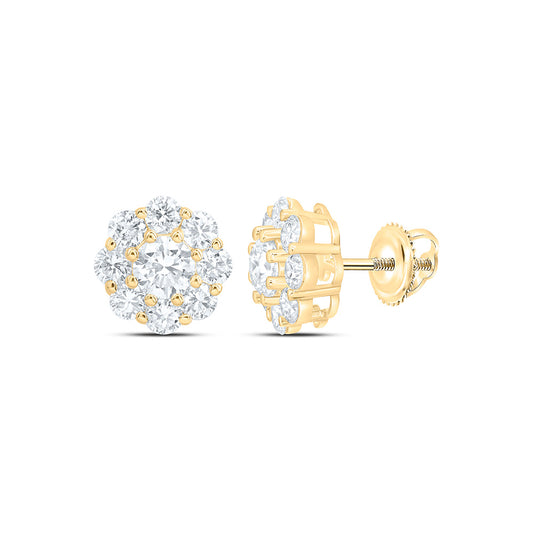 10K Yellow Or White Gold 1 5/8 Cttw Lab Grown Diamond Fashion Flower Earring
