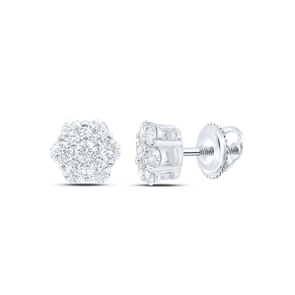 10K Yellow Or White Gold 1/2 Cttw Lab Grown Diamond Fashion Flower Earring