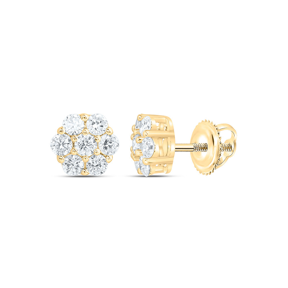 10K Yellow Or White Gold 3/4 Cttw Lab Grown Diamond Fashion Flower Earring
