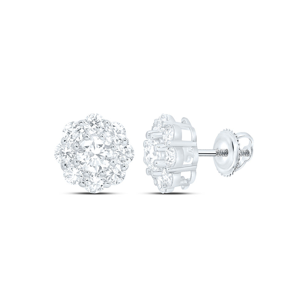 10K Yellow Or White Gold 1 5/8 Cttw Lab Grown Diamond Fashion Flower Earring