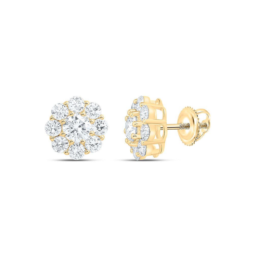 10K Yellow Or White Gold 2 Cttw Lab Grown Diamond Fashion Flower Earring