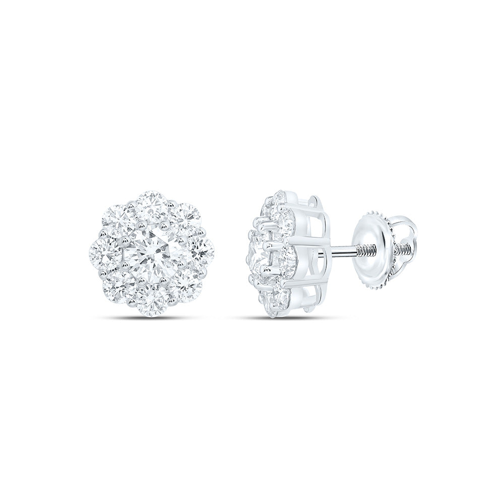 10K Yellow Or White Gold 2 Cttw Lab Grown Diamond Fashion Flower Earring