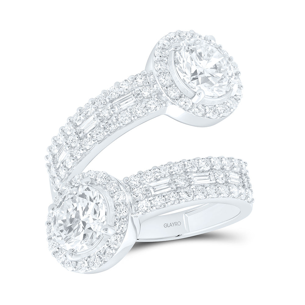 10K Yellow Or White Gold 2 7/8 Cttw Lab Grown Diamond 2 Cttw Center Round Fashion Round Cuff Ring