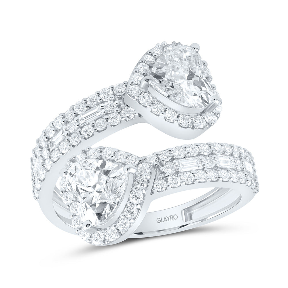 10K Yellow Or White Gold 3 Cttw Lab Grown Diamond 1 Cttw Center Heart Fashion Cuff Ring