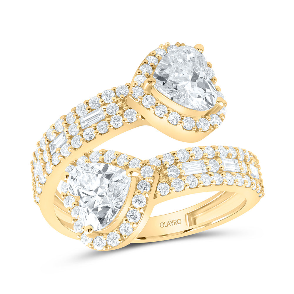 10K Yellow Or White Gold 3 Cttw Lab Grown Diamond 1 Cttw Center Heart Fashion Cuff Ring