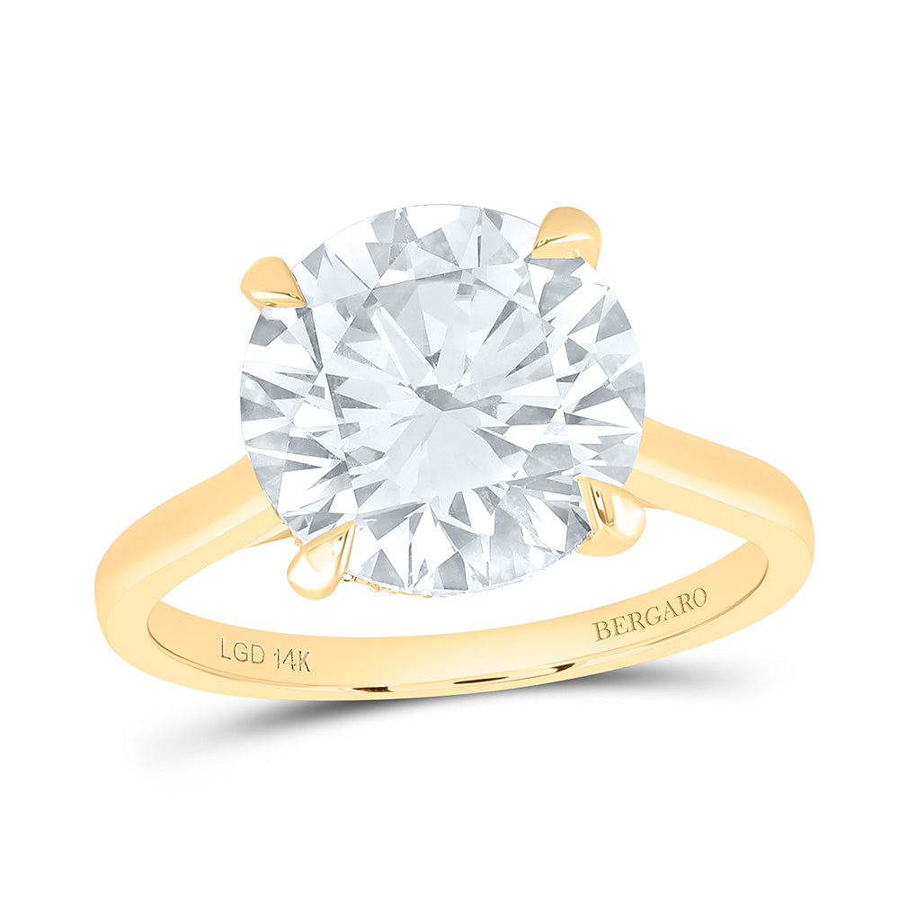 14K Yellow Or White Gold 5 1/3 Cttw Lab Grown Diamond 5 Cttw Center Round Engagement Ring