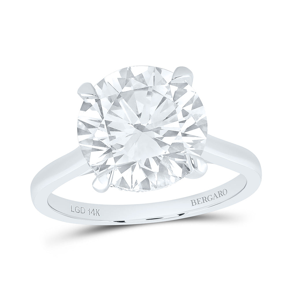 14K Yellow Or White Gold 5 1/3 Cttw Lab Grown Diamond 5 Cttw Center Round Engagement Ring
