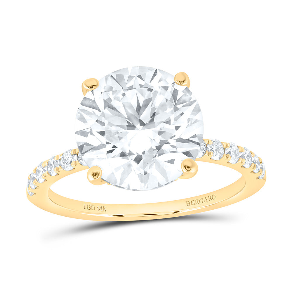 14K Yellow Or White Gold 5 1/2 Cttw Lab Grown Diamond 5 Cttw Center Round Engagement Ring