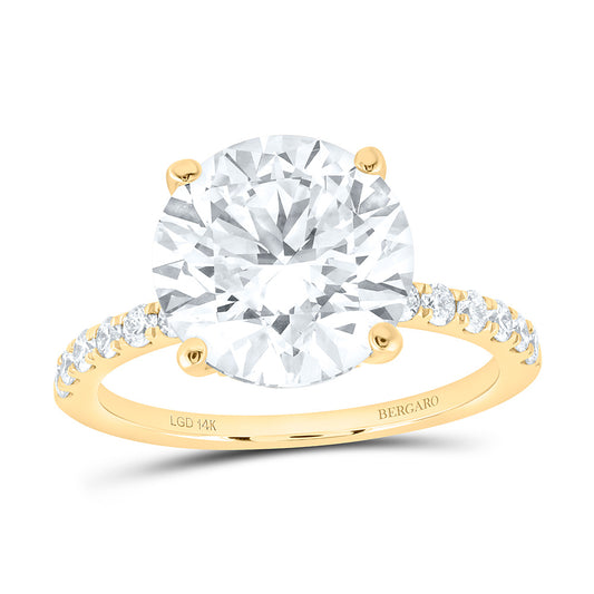 14K Yellow Or White Gold 5 1/2 Cttw Lab Grown Diamond 5 Cttw Center Round Engagement Ring
