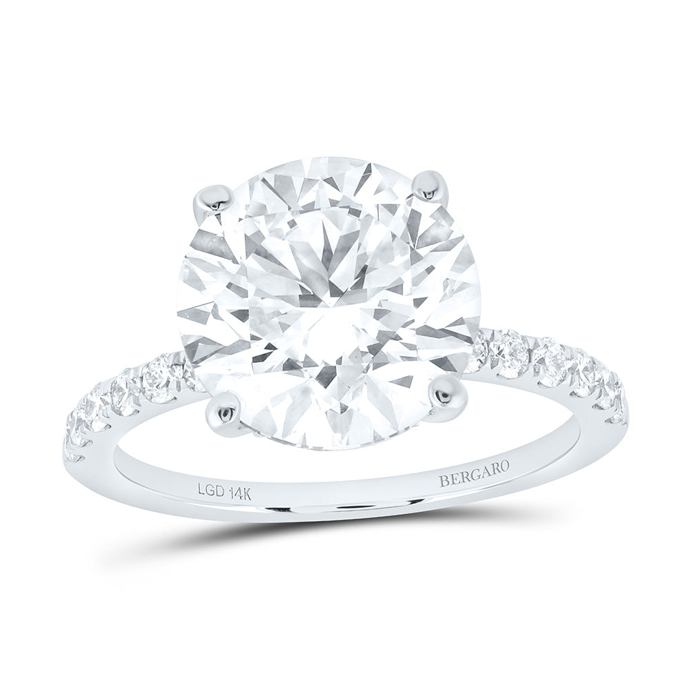 14K Yellow Or White Gold 5 1/2 Cttw Lab Grown Diamond 5 Cttw Center Round Engagement Ring