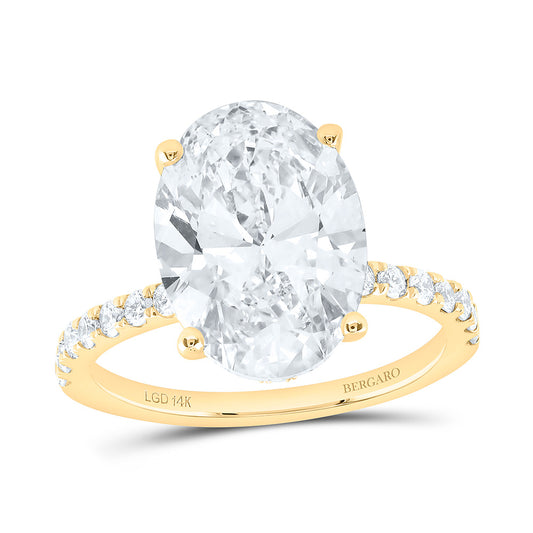 14K Yellow Or White Gold 5 1/2 Cttw Lab Grown Diamond 5 Cttw Center Oval Engagement Ring