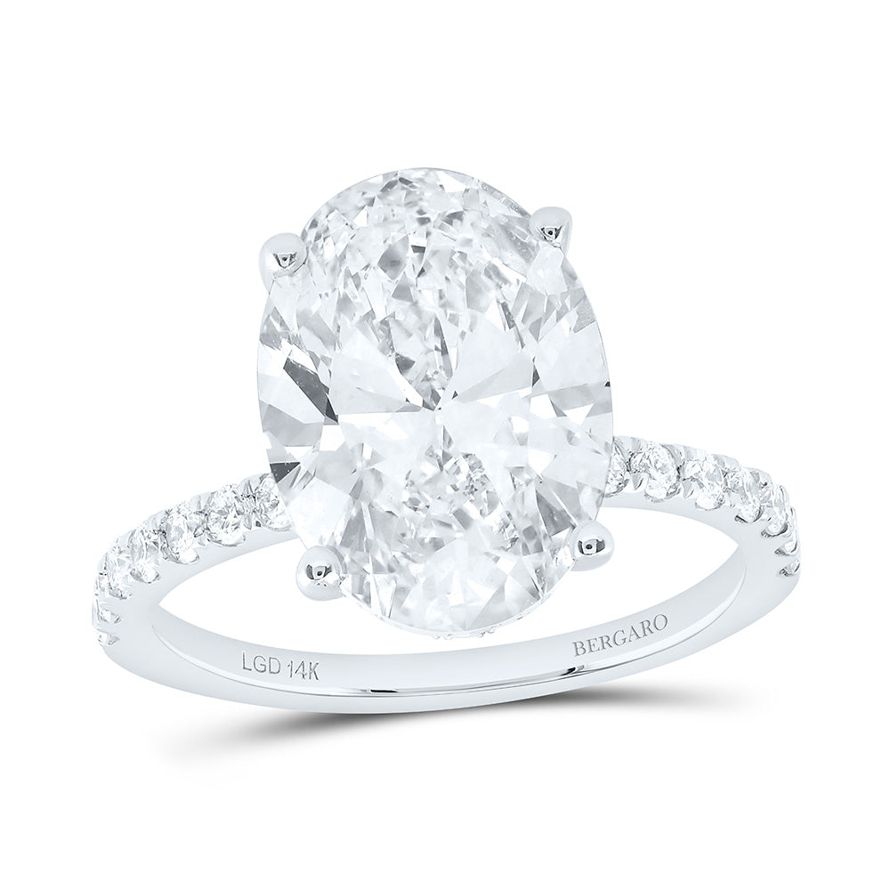 14K Yellow Or White Gold 5 1/2 Cttw Lab Grown Diamond 5 Cttw Center Oval Engagement Ring