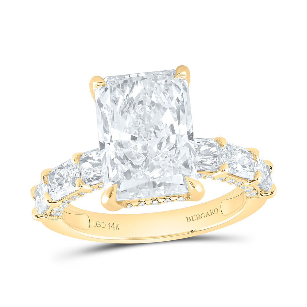 14K Yellow Gold 6 3/4 Cttw Lab Grown Diamond 5 Cttw Center Radiant Engagement Ring