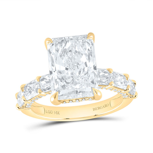 14K Yellow Gold 6 3/4 Cttw Lab Grown Diamond 5 Cttw Center Radiant Engagement Ring