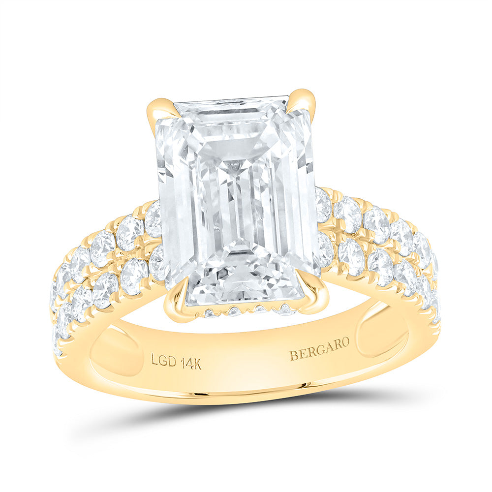 14K Yellow Or White Gold 6 Cttw Lab Grown Diamond 5 Cttw Center Emerald Engagement Ring