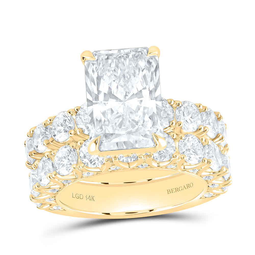14K Yellow Gold 10 Cttw Lab Grown Diamond 5 Cttw Center Radiant Bridal Set