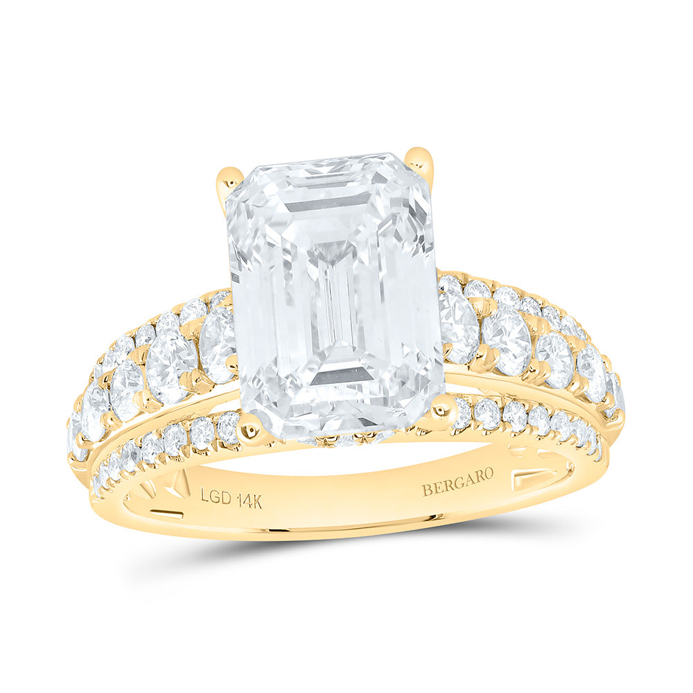 14K Yellow Or White Gold 5 Cttw Lab Grown Diamond 4 Cttw Center Emerald Engagement Ring