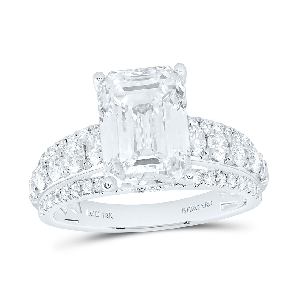 14K Yellow Or White Gold 5 Cttw Lab Grown Diamond 4 Cttw Center Emerald Engagement Ring