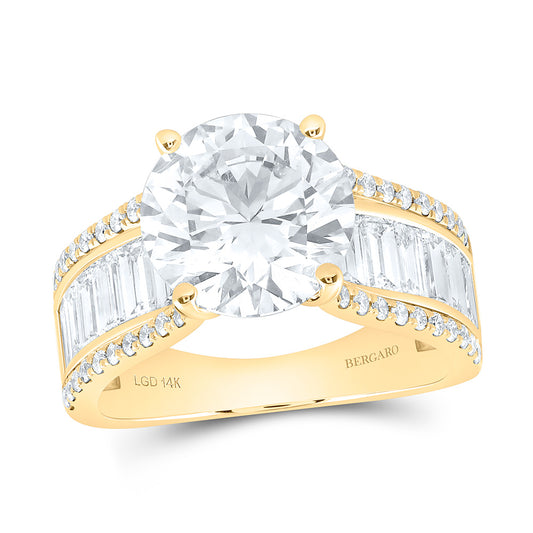 14K Yellow Or White Gold 5 3/4 Cttw Lab Grown Diamond 4 Cttw Center Round Engagement Ring