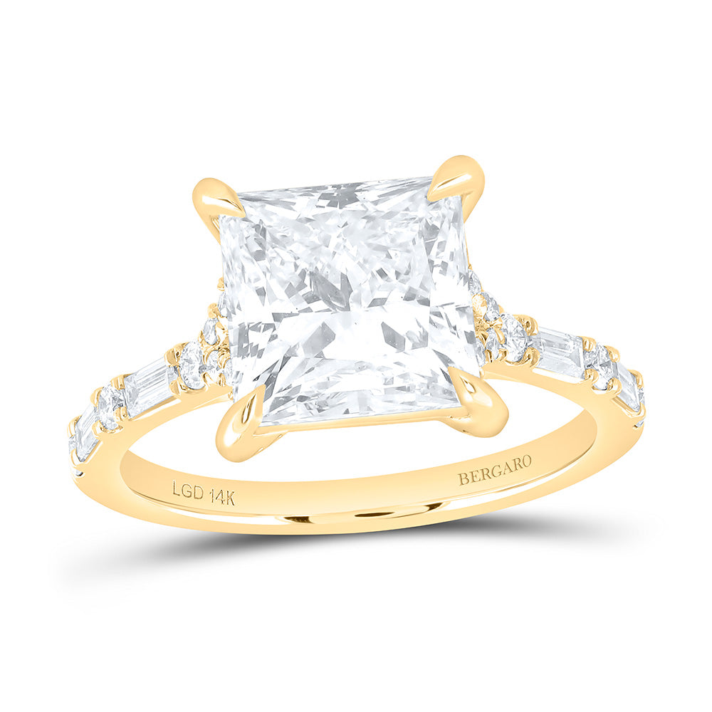 14K Yellow Or White Gold 4 1/2 Cttw Lab Grown Diamond 4 Cttw Center Princess Engagement Ring