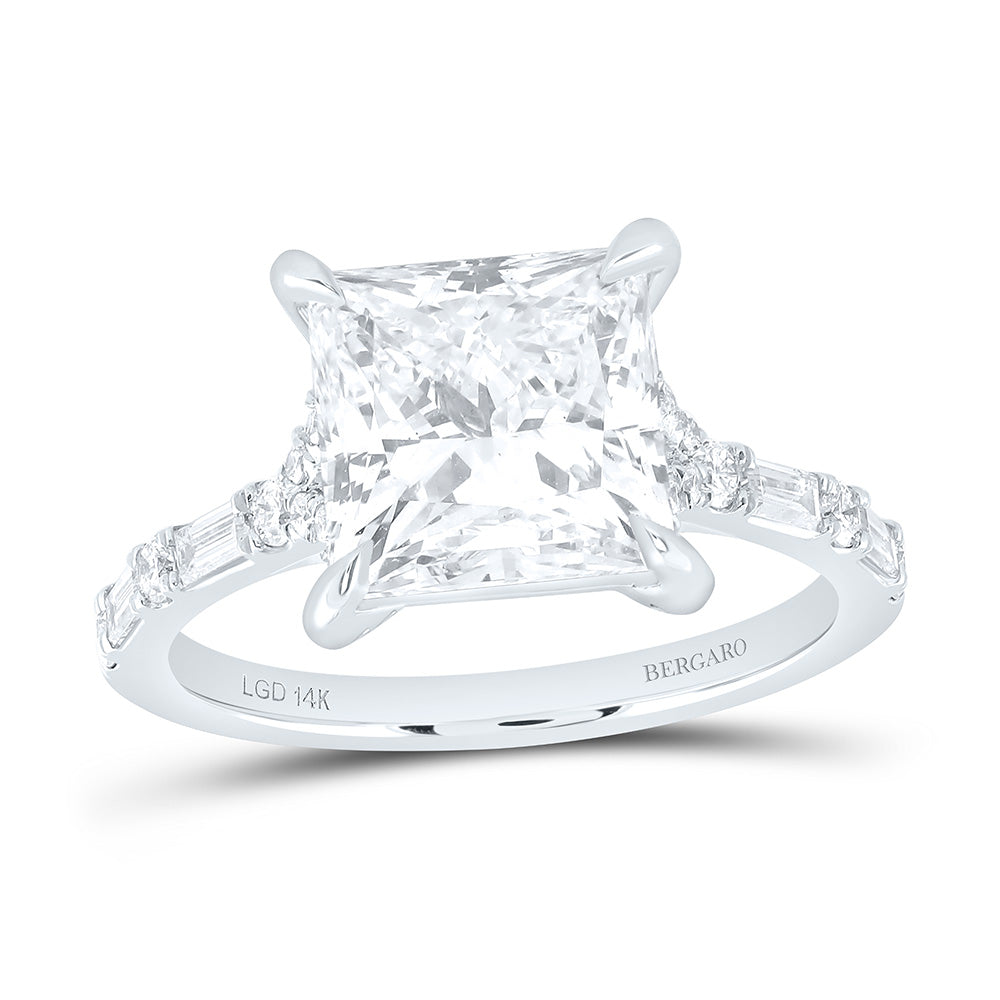 14K Yellow Or White Gold 4 1/2 Cttw Lab Grown Diamond 4 Cttw Center Princess Engagement Ring