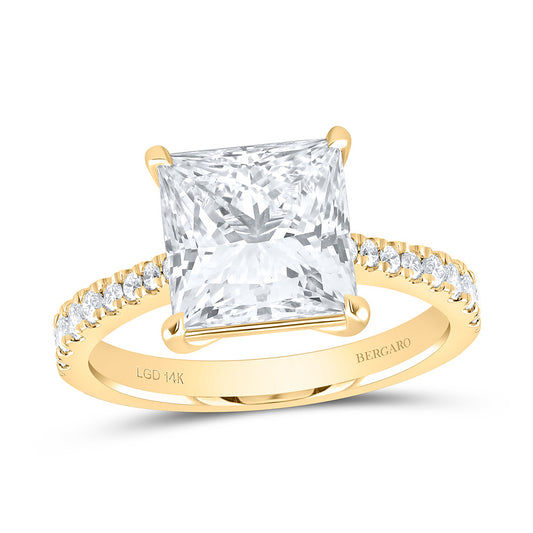 14K Yellow Or White Gold 4 1/3 Cttw Lab Grown Diamond 4 Cttw Center Princess Engagement Ring