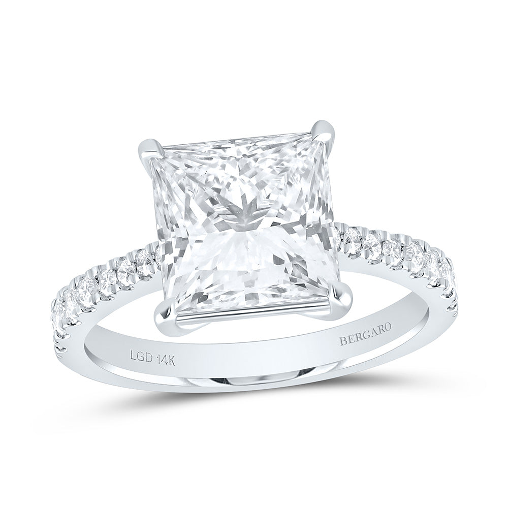 14K Yellow Or White Gold 4 1/3 Cttw Lab Grown Diamond 4 Cttw Center Princess Engagement Ring
