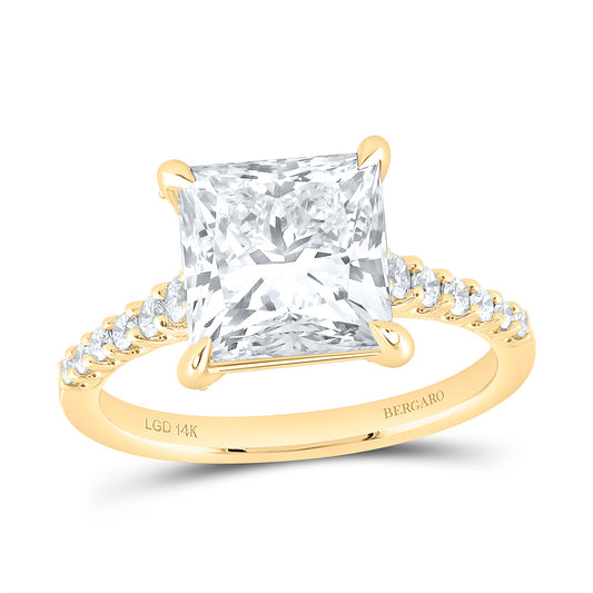 14K Yellow Or White Gold 4 3/8 Cttw Lab Grown Diamond 4 Cttw Center Princess Engagement Ring