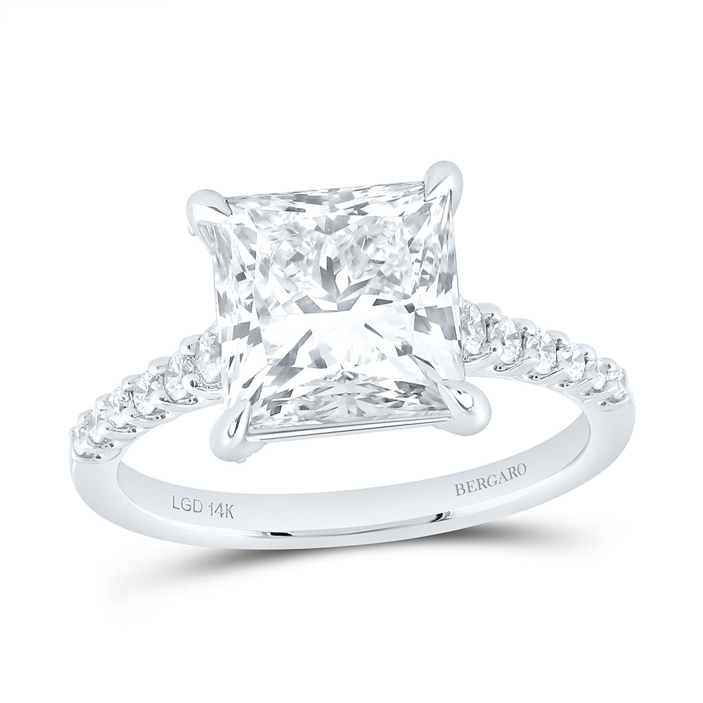 14K Yellow Or White Gold 4 3/8 Cttw Lab Grown Diamond 4 Cttw Center Princess Engagement Ring