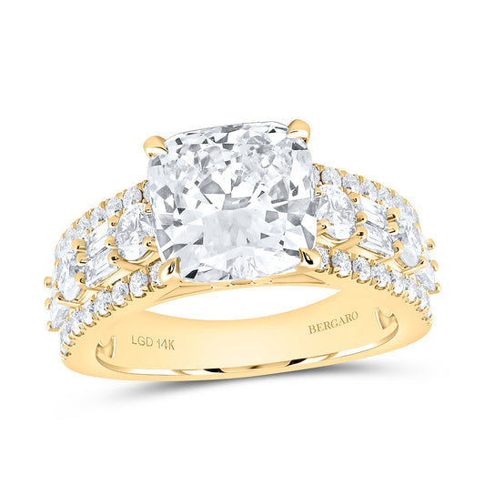 14K Yellow Or White Gold 5 1/2 Cttw Lab Grown Diamond 4 Cttw Center Cushion Engagement Ring