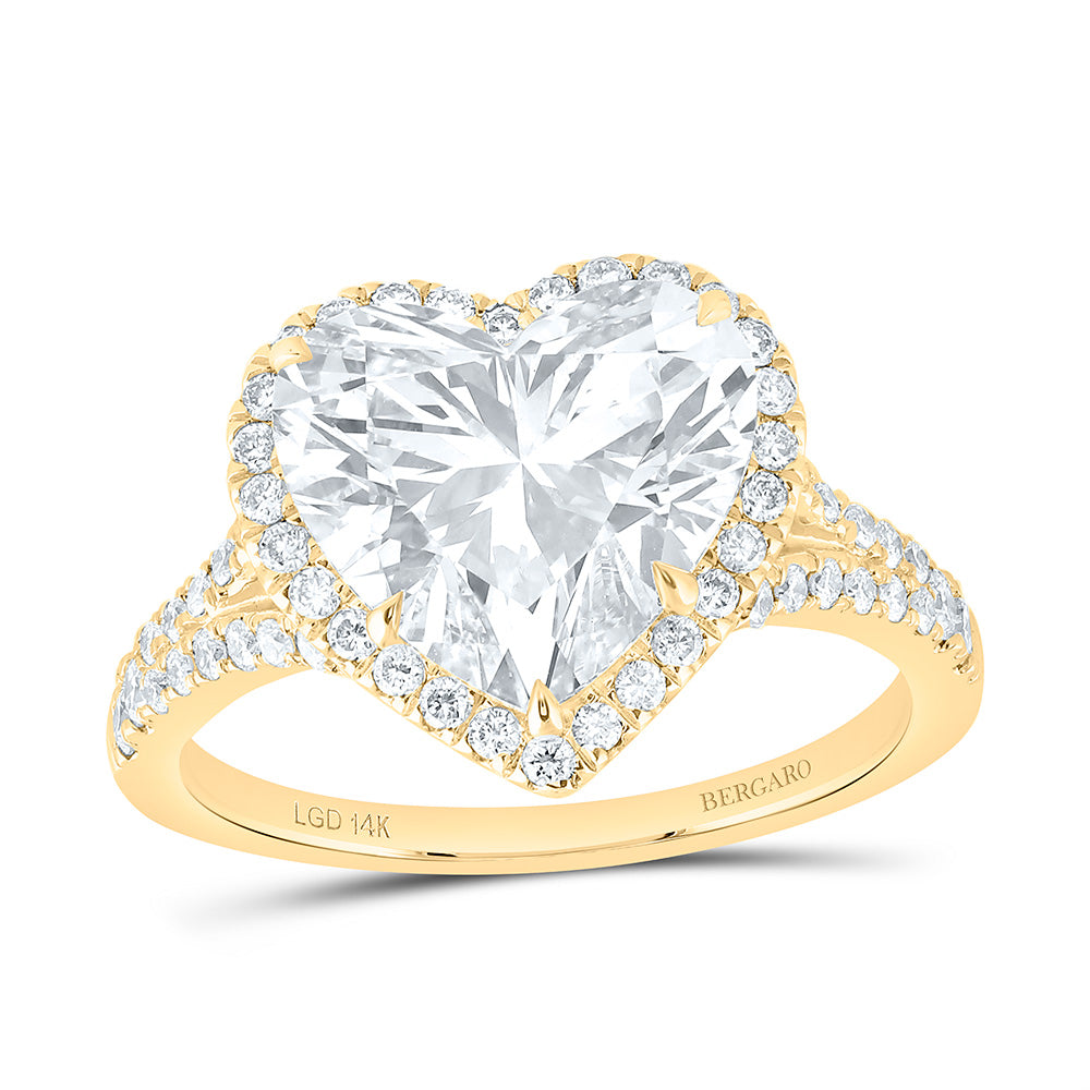 14K Yellow Or White Gold 4 5/8 Cttw Lab Grown Diamond 4 Cttw Center Heart Engagement Ring