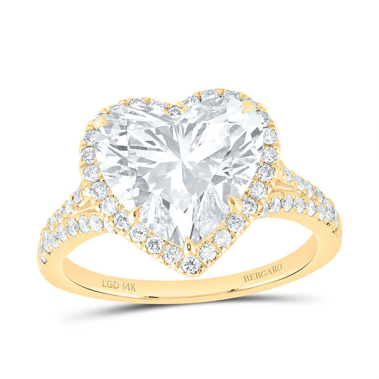14K Yellow Or White Gold 4 5/8 Cttw Lab Grown Diamond 4 Cttw Center Heart Engagement Ring