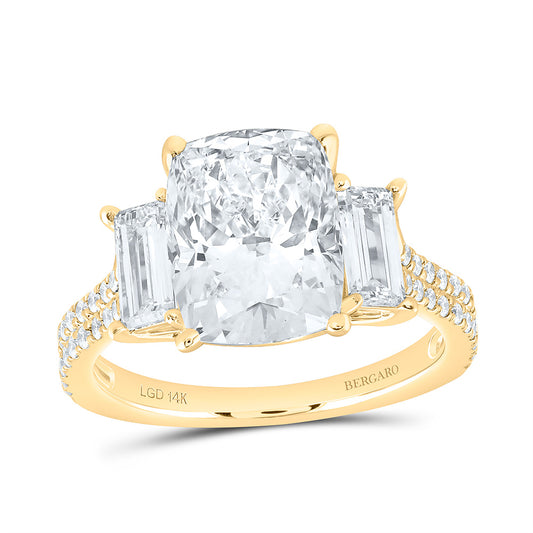 14K Yellow Or White Gold 5 Cttw Lab Grown Diamond 4 Cttw Center Cushion Engagement Ring