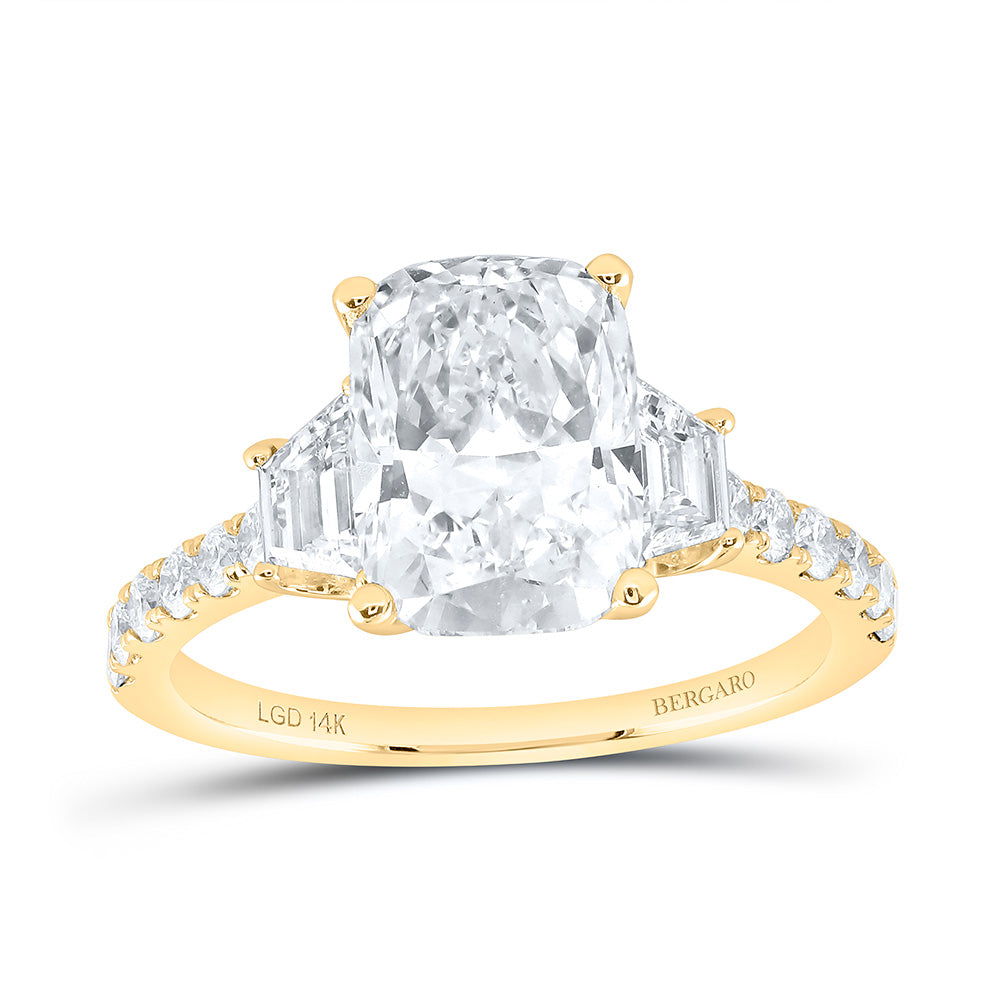 14K Yellow Or White Gold 5 1/2 Cttw Lab Grown Diamond 4 Cttw Center Cushion Engagement Ring