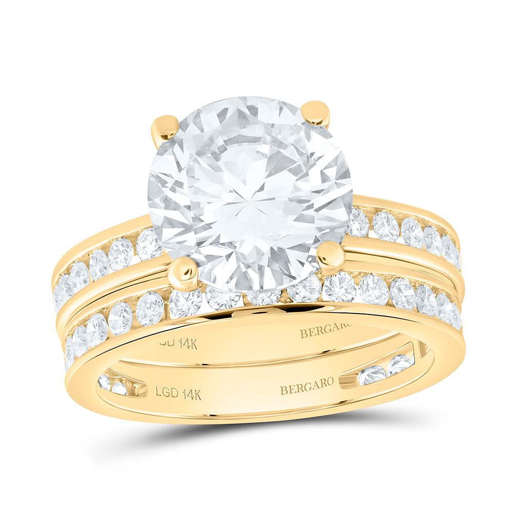 14K Yellow Or White Gold 5 Cttw Lab Grown Diamond 4 Cttw Center Round Bridal Set