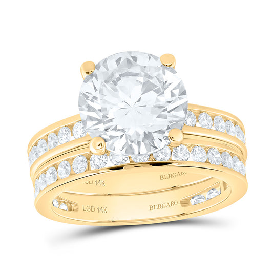 14K Yellow Or White Gold 5 Cttw Lab Grown Diamond 4 Cttw Center Round Bridal Set