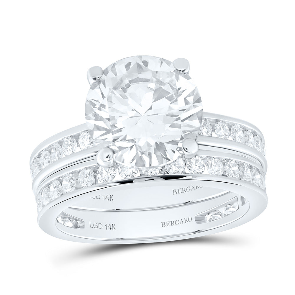14K Yellow Or White Gold 5 Cttw Lab Grown Diamond 4 Cttw Center Round Bridal Set
