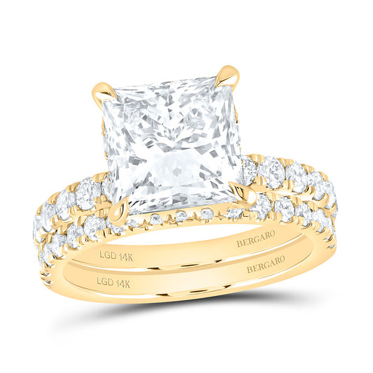14K Yellow Or White Gold 5 1/3 Cttw Lab Grown Diamond 4 Cttw Center Princess Bridal Set