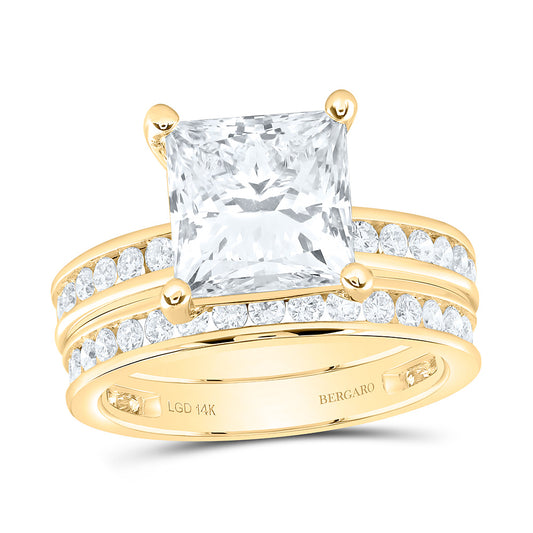14K Yellow Or White Gold 5 Cttw Lab Grown Diamond 4 Cttw Center Princess Bridal Set
