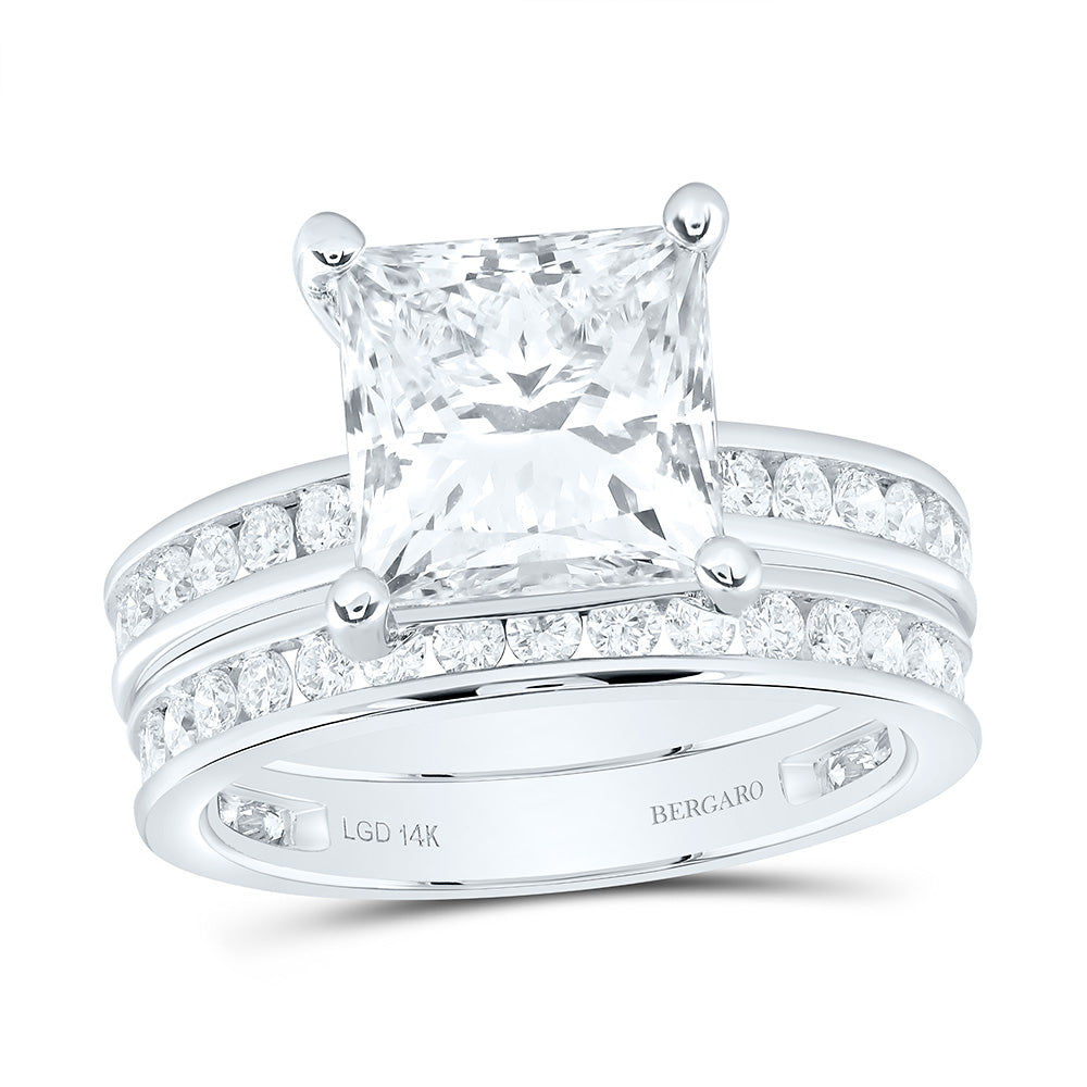 14K Yellow Or White Gold 5 Cttw Lab Grown Diamond 4 Cttw Center Princess Bridal Set