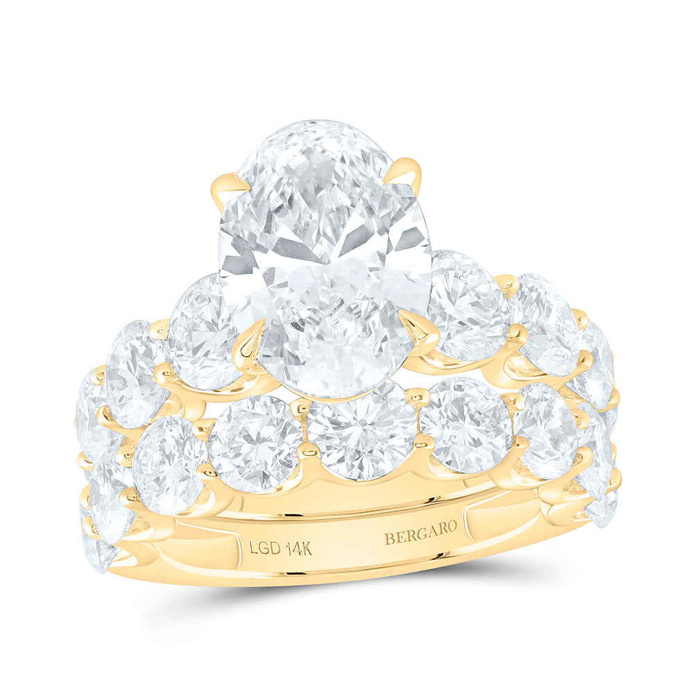14K Yellow Gold 10 Cttw Lab Grown Diamond 4 Cttw Center Oval Engagement Ring