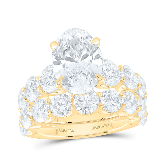 14K Yellow Gold 10 Cttw Lab Grown Diamond 4 Cttw Center Oval Engagement Ring