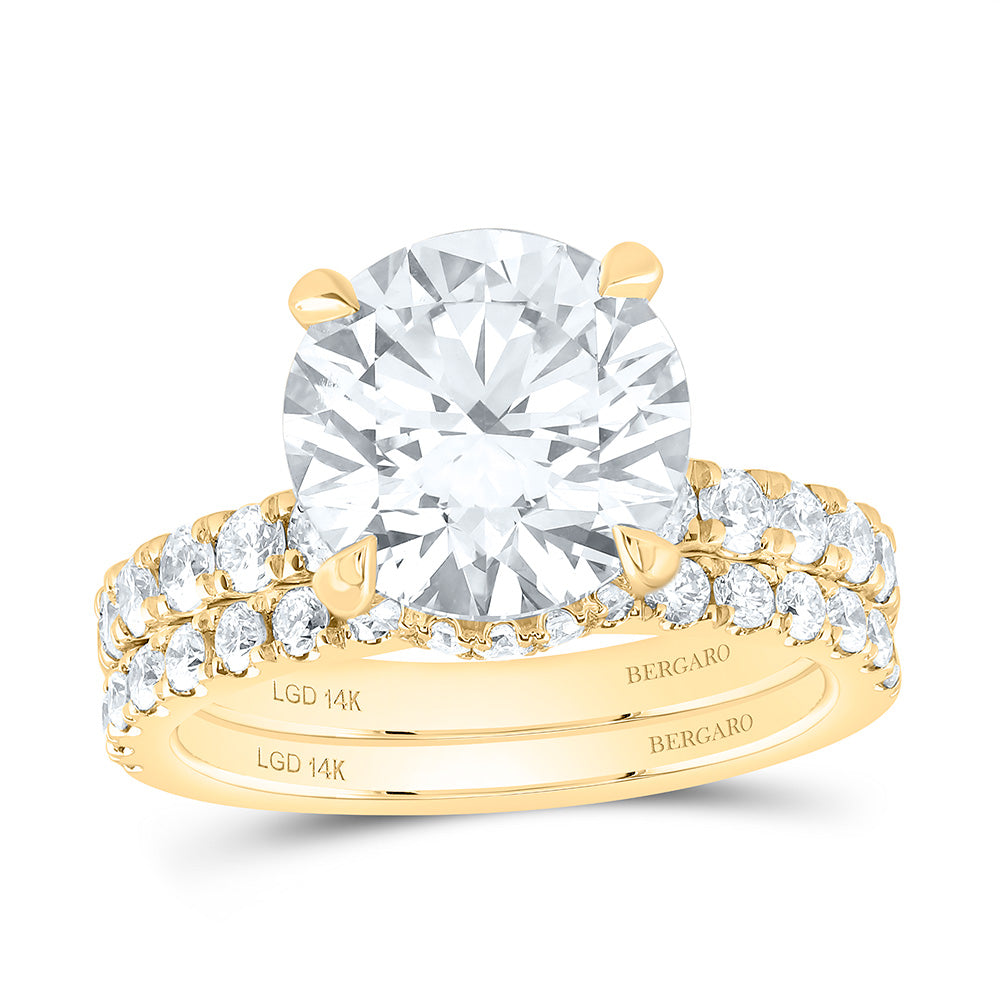14K Yellow Or White Gold 5 1/3 Cttw Lab Grown Diamond 4 Cttw Center Round Bridal Set