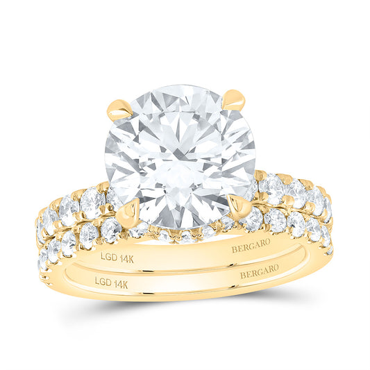 14K Yellow Or White Gold 5 1/3 Cttw Lab Grown Diamond 4 Cttw Center Round Bridal Set