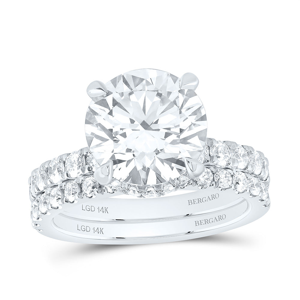14K Yellow Or White Gold 5 1/3 Cttw Lab Grown Diamond 4 Cttw Center Round Bridal Set