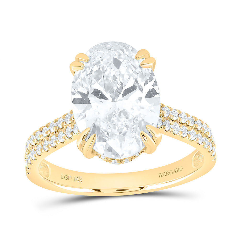 14K Yellow Or White Gold 4 1/2 Cttw Lab Grown Diamond 4 Cttw Center Oval Engagement Ring